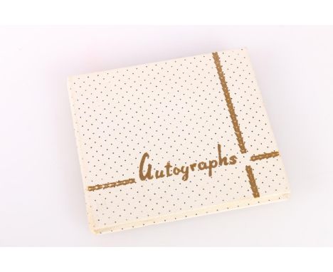 Autograph book collected by Lyn Stewart of Carluke, the first page with signatures of The Beatles in for different coloured p