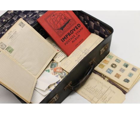 Stamp collection to include an old jotter of good 19th century used stamps to include GB QV 1d penny black KJ, penny red impe
