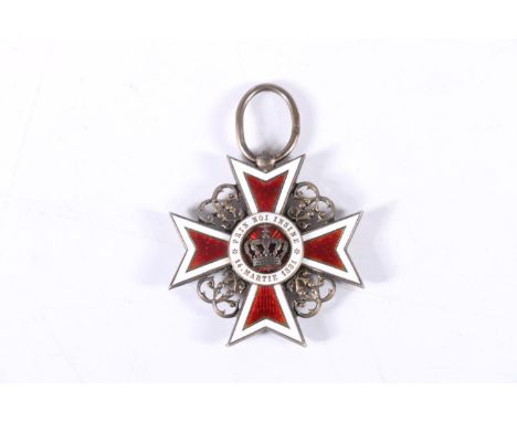 Romanian Order of the Crown of Romania silver and enamel medal, 4cm long, 20g gross. 