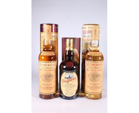 Three bottles of single malt Scotch whisky to include GLENFARCLAS 15 year old 70cl 46% abv. boxed, GLENMORANGIE 10 year old, 