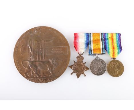 Medals of 1757 Private Charles Nicholson of the King's Own Scottish Borderers comprising WWI war medal, victory medal and 191