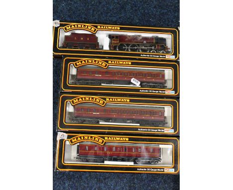 Mainline OO gauge model railway including 37061 4-6-0 Leander tender locomotive 5690 LMS maroon, 37092 4-6-0 Old Contemptible