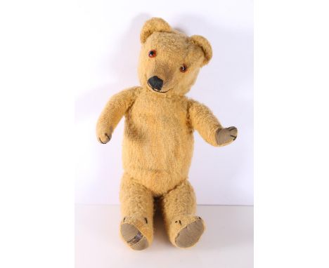 Merrythought Hygienic Toys mohair teddy bear with articulated limbs and swivel head, 40cm tall. 