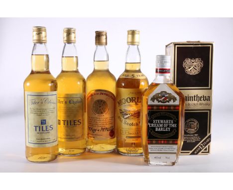 Six bottles of blended Scotch whisky to include MOORLAND 5 year old, distilled bottled and blended for R B Smith &amp; Son Lt