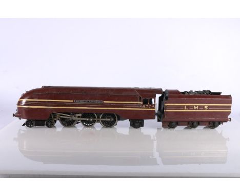 Bassett Lowke O gauge model railway, an electric three rail 4-6-2 Duchess of Gloucester tender locomotive 6225 LMS brown. 