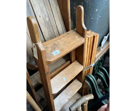 A vintage stripped and waxed library stepladder 