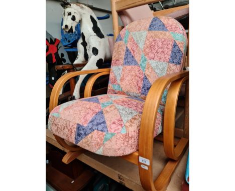 A vintage Art Deco beechwood armchair. 