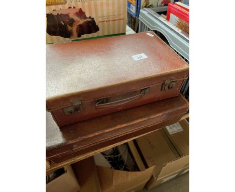 Two small vintage cases, one leather. 