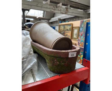 2 items of stoneware - trough and a vase 