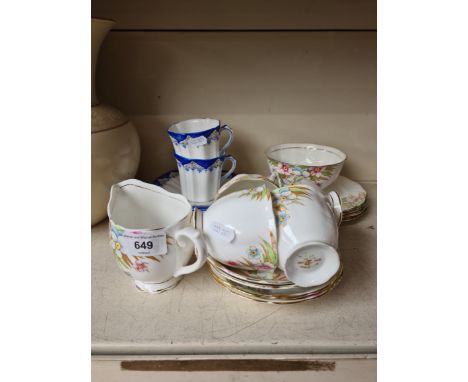 Vintage Royal Albert tea wares, 14 items together with 2 deco trios by Royal Stafford 