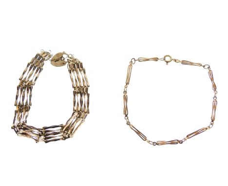 Yellow metal (9ct) gate link-bracelet and heart-shaped padlock, 5.8g approx, together with a yellow metal (9K) twisted double