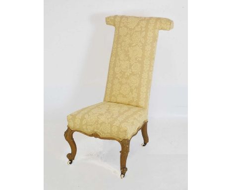 Victorian prie dieu chair on giltwood supports with ceramic castors, 97cm high