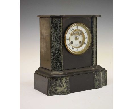 French black slate clock, retailed by J.W. Benson, with Brocot escapement and white Roman chapter ring, 26cm x 29cm high 