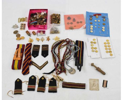 Quantity of cap badges and uniforms buttons for Regiments including Navy, RAOC, East Lancashire, Army Medical Corps, Royal Gl