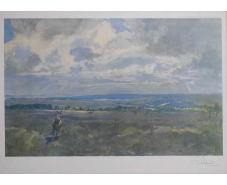 Lionel Edwards - Two signed prints, 38cm x 51cm, and smaller, both framed under glass, together with three related books - 'S