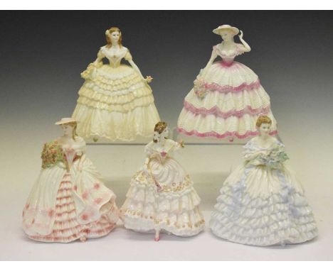 Four Coalport figures from the 'Four Flowers' collection comprising; 'Lily', 'Rose', 'Iris' and 'Carnation', with certificate