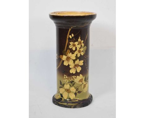 Early 20th Century ceramic jardinière pedestal with floral painted decoration, 60cm high