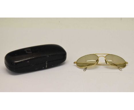Gucci - Pair of vintage gilt metal framed sunglasses, with case 