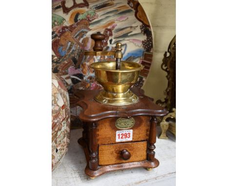 An antique Peter Dienes coffee grinder, 16cm wide. 