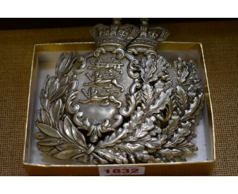 Two large First Volunteer Leicestershire Regiment badges,&nbsp;one numbered 130, 12.5cm high. 