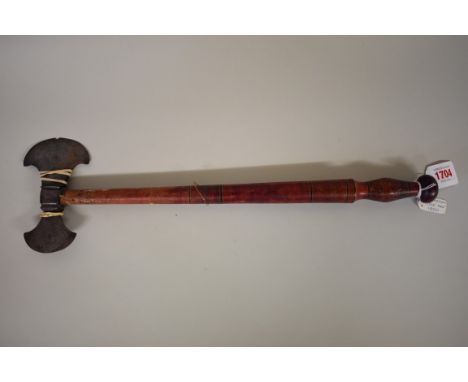 An Indo Persian battle axe, having painted wood handle, first half 19th century, 52.5cm. 