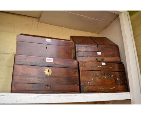 A 19th century mahogany tea caddy; and three other various caskets.&nbsp; 