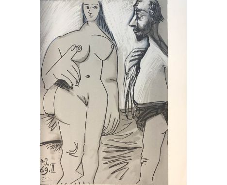 PABLO PICASSO 'Painter and model II' 1969, lithograph 50cm x 40cm, bears stamp verso for Mourlot/Spadem, framed. 