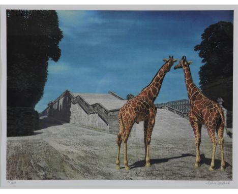 WILLINK CAREL (1900-1983), sign. l.r. Sylvia Willink,  2 Giraffes in the garden of Versailles, XVI/XXX serigraph 43 x  56 cm.