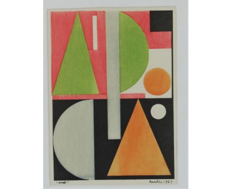 Herbin, Auguste (1882-1960), signed, abstract, serigraph 23 x 17 cm.HERBIN, AUGUSTE (1882-1960), ges. en gedat. 1951 in druk,