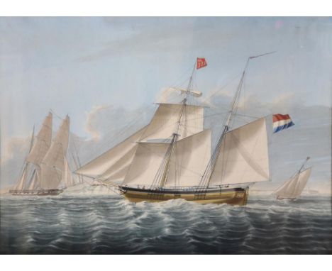 TEUPKEN, DIRK ANTOON (1828-1959), signed and dated anno 1849  l.l.,ship portrait of a Dutch sailing yacht 'Margrietha',  wate