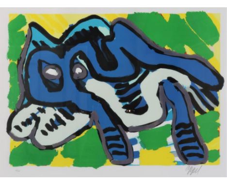 APPEL KAREL (1921-2006), signed l.r., composition with fantasy  animal, screen print 49/85 61 x 81 cm.APPEL KAREL (1921-2006)