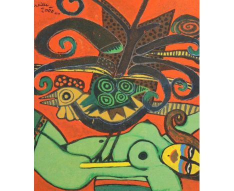 CORNEILLE (1922-2010), sign and dated. 2000, l.a.,  Bird with female nude, 7/120 serigraph, 63 x 52 cm.CORNEILLE  (C. VAN BEV