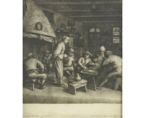 Gole, Jacob (1660-1737), signed in print, tavern, mezzotint after Adriaen van Ostade, 25 x 20 cm.GOLE, JACOB (1660-1737), ges