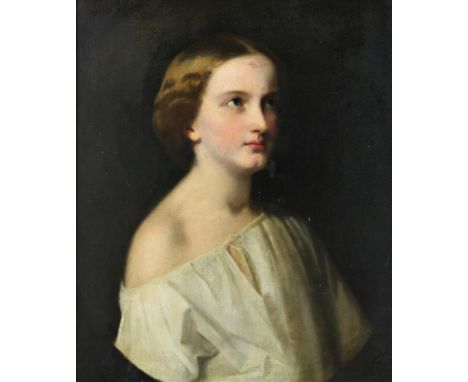 Schwartze, Johan George, signed, portrait of a young lady, canvas 61 x 51 cm.SCHWARTZE, JOHAN GEORGE (1814-1874), ges. r.m., 