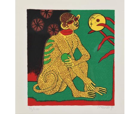 CORNEILLE (1922-2010), signed and dated '86 l.r., 'Le singe moqueur', silkscreen 95/200 33 x 30 cm.CORNEILLE (1922-2010), ges