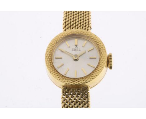 Yellow gold lady's wrist watch, manual winding, Ebel, yellow gold  flexible strap, 750/000, gross w. 25.7 gr. case width ca. 