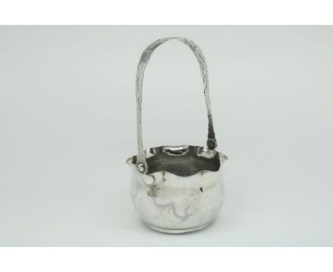 Silver swing or wedding basket decorated with dragons and a  flaming pearl, Chinese, maker unidentified, 925/000, gross w.  4