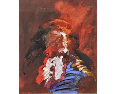 Hooijmeijer, Onno C., signed, portrait, acrylic on paper, 57 x 50 cm.HOOIJMEIJER, ONNO C. (1958), ges. m.b., portret, acryl o