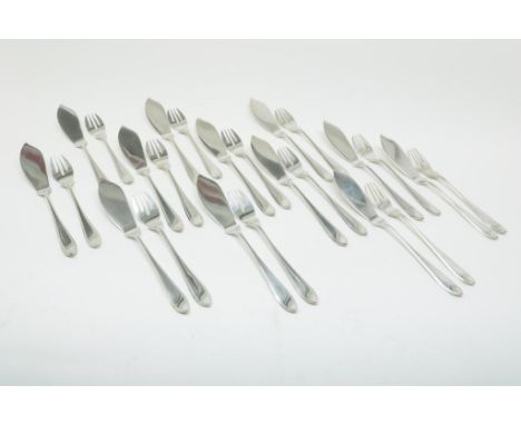 12 sets of silver fish knive and fork, Dutch, mm CJL Begeer  -Factory of Gold and Silverworks, Utrecht, dl 1934, 835/000,  gr