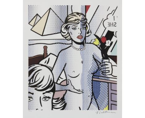 Two women, after Lichtenstein, serigraph 76 x 57 cm.Stel vrouwen, naar Lichtenstein, serigrafie 76 x 57 cm.