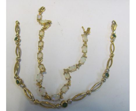 A 9ct opal bracelet and another bracelet