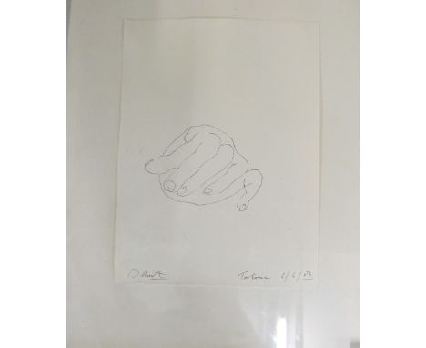 David Austin - pen and watercolour 'An Abstract snail' signed and dated 10.7.85 and another Tortoise signed and dated 6.6.85