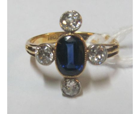 An 18ct gold sapphire and diamond ring 2.2g