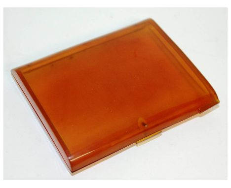 A blonde tortoiseshell cigarette case, with silver fittings. 8cms x 10cms.