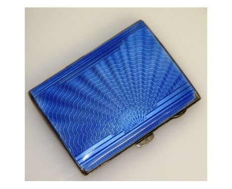 An Edwardian silver and blue enamel cigarette case.