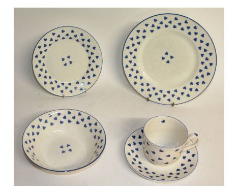 A Nina Campbell part blue and white tea set, comprising 8 cups and saucers, 7 plates, 4 side plates and 5 bowls.