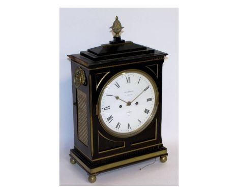 A Regency rosewood brass bound bracket clock and bracket by Brockbanks & Atkins, London, No. 1872 (1815-1835), 6 Cowpers Cour