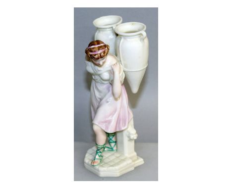 A Royal Worcester early figure of a female water carrier, impressed mark.