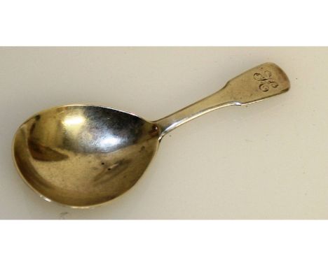 A George III fiddle pattern caddy spoon. London 1819.