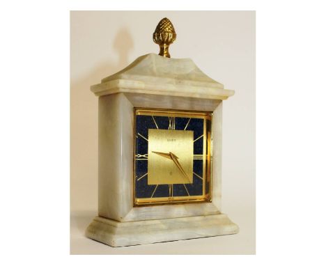 An onyx Elsinor clock with lapis dial and acorn finial.